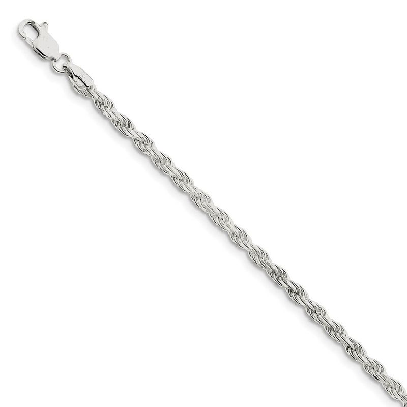 2.75mm Sterling Silver, Diamond Cut Rope Chain Necklace, 28 Inch